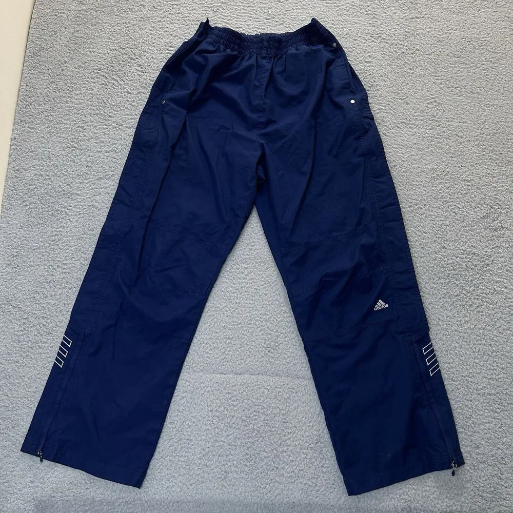 Vintage‎ Adidas Track Pants Mens Medium Blue Tear Away Leg Elastic Waist Y2K